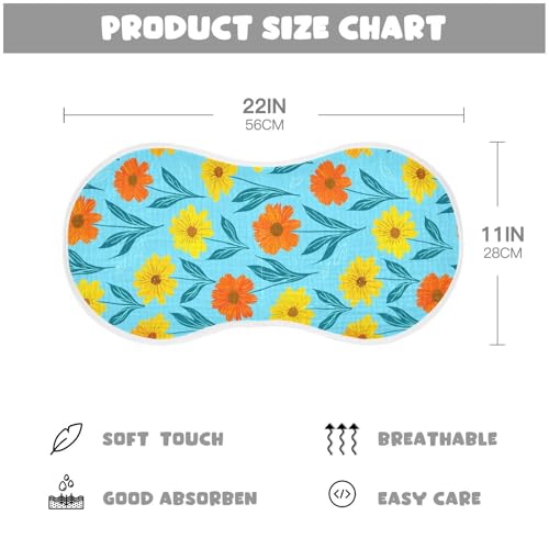 Floral Orange Leaves Baby Burp Cloths Baby Bibs Burp Clothes Cotton Burping Cloths for Babies Burp Cloth Curved Absorbent Washcloths for Baby Boy Girl Wipes 22x11IN,2 Pack3