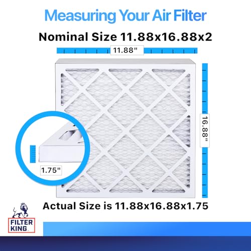 Image of Filter King 11.88x16.88x2 Air Filter MERV 8, AC Furnace Filters (6-Pack) | Dust & Allergy Control