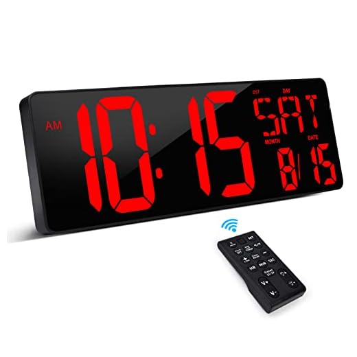 XREXS Large Digital Wall Clock with Remote Control, 17.2 Inch LED Large Display Count Up & Down Timer, Adjustable Brightness Alarm Clock with Day/Date/Temperature for Home, Gym, Office and Classroom