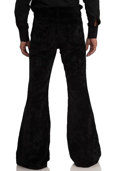 Image of EVEDESIGN Mens Bell Bottom Velvet Pants 60s 70s Disco Outfits for Men Vintage Flared Jeans