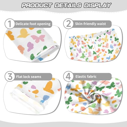 Colorful Butterfly Silhouette Girls Leggings Ultra Soft Compression Yoga Gym Pants for Kids 4-10T3