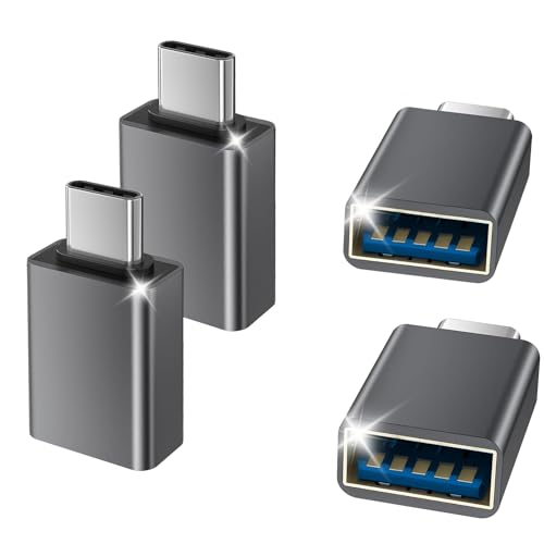 USB C auf USB Adapter 4-Pack, Thunderbolt 4 5 USBC Stecker zu USB Buchse OTG Adapter, Typ A Stick Konverter Zubeh&ouml;r f&uuml;r Apple MacBook Pro Air, iPhone 16e 15 Max, iPad, Samsung Galaxy S24 S25