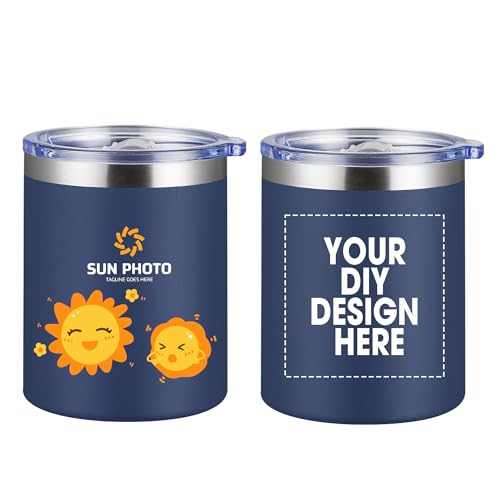 Personalized Custom Tumbler Print in USA 12oz Stainless Steel Travel Coffee Cup with Lid & Straw...