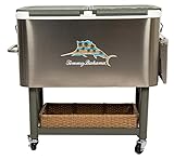Tommy Bahama - 100 Qt Stainless Steel Rolling Party Cooler - 130 Can Capacity