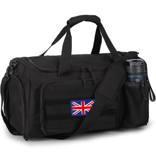 Tactical Gym Bag for Men, 60L Large Capacity Duffle Bags with Shoes Compartment, Sports Bag with Wet Compartment, Multi-Functional Weekend Bags Suitable for Travel, Camping,Hiking