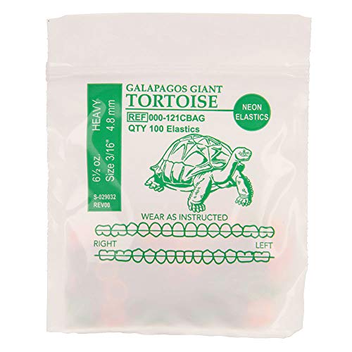 American Orthodontics Elastics Wildlife Tortoise | Assorted Neon, Heavy, 6.5 Oz, 3/16" Size, 75 Packs Per Box, 7,500 Total | Made in The USA | Neon Colors, Top Quality Latex Tubing