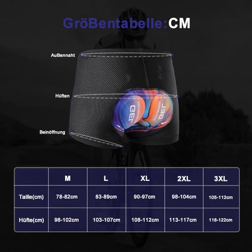 Ulhnei Fahrradhose Herren Radunterhose 5D Gepolstert Radhose Kurz Radlerhose Atmungsaktive schnelltrocknende stoßfeste Fahrrad Unterhosen Fahrradunterhose