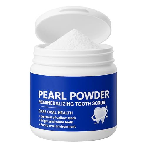 Pearl Powder Remineralizing Tooth Scrub – Natural Teeth Powder for Whitening, Enamel Strengthening & Brighter Teeth – Fluoride-Free Tooth Polish, Fresh Breath, 1.1 oz Jar (1)