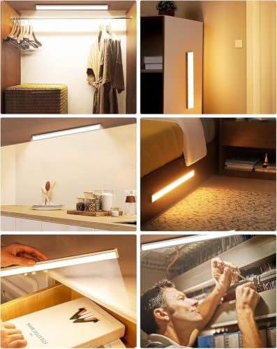 Image of 30 cm Rechargeable Under Cabinet LED Light with Motion Sensor, 138 LEDs, 3 Colour Modes, 1500 mAh Battery and Type-C Charging for Kitchen and Wardrobe