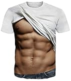 Goodstoworld Fake Abs 3D T-Shirt Men Graphic Tees Women Unisex Party Rave Gift Bare Belly Cool Tshirts Hip Hop Crew Neck Tees Medium