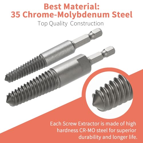 REBRA Screw Extractor and Left-Hand Drill Bit Set, Easy Out Broken Bolt Remover Reverse Cobalt HSS Steel Drill Kit, Ez Out Stripped, Rounded-Off, Damaged Bolts, Screws&Studs Removal Tool (14-Pieces)