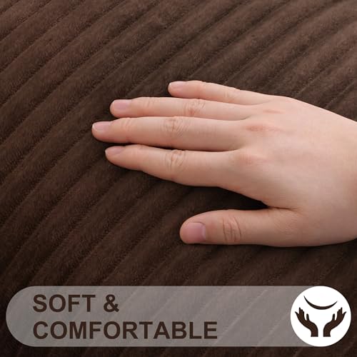 Simmore Decorative Throw Pillow Covers 22x22 Set of 2, Soft Natural Plush Flannel Double-Sided Fluffy Couch Euro Sham Pillow Covers for Sofa Living Room, Brown by Simmore - Image 2