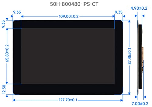 Image of waveshare 5inch Touch DSI Display 800 x 480, IPS Screen, 5-Point Capacitive Touch LCD,Compatible with Raspberry Pi 4B /3B+ /3A+ /3B /2B /B+ /A+, Compute Module3 /3+ /Compute Module 4