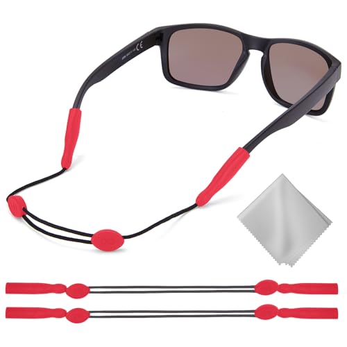 Image of Buyisgle Eye Glasses Holder Strap - Adjustable Sunglasses Straps Cords for Men Women - Eyeglass Holders Around Neck - Eyewear String Lanyard Retainer -2PCS(14in Red