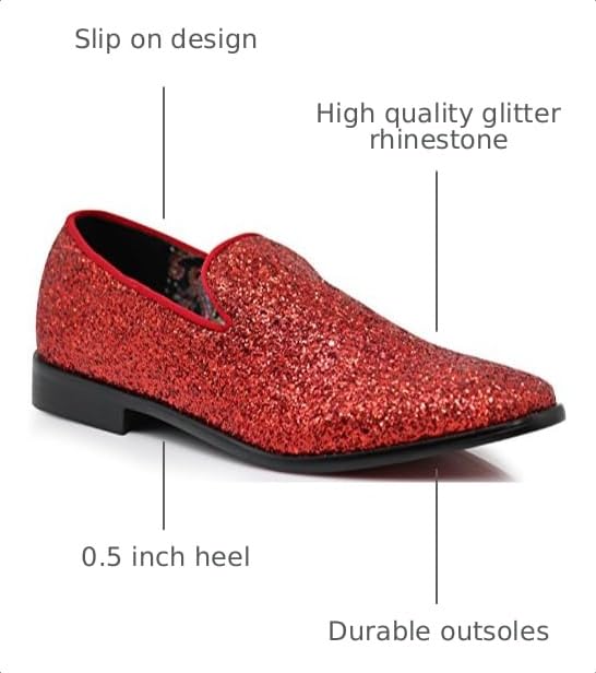 Image of SPK04 Men's Vintage Glitter Dress Loafers Slip On Shoes Classic Tuxedo Dress Shoes