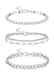 HANPABUM 3-4 PCS Stainless Steel Chain Anklet for Women Dainty Boho Tennis Ankle Bracelets Set Layered Link Paperclip Chain Anklet Adjustable Summer Beach Foot Jewelry