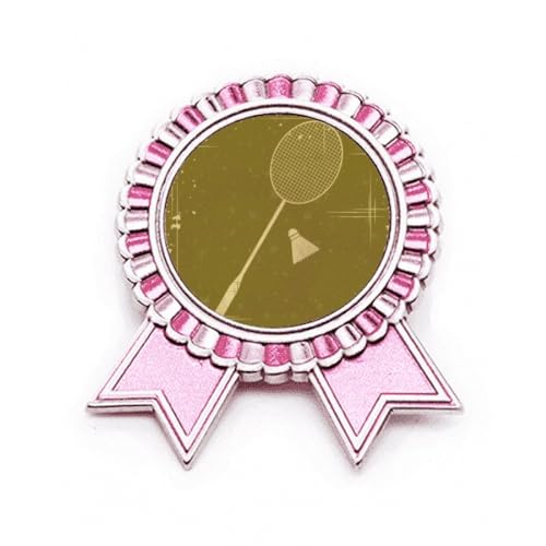 Badge badminton en métal taille M avec attache renforcée rose