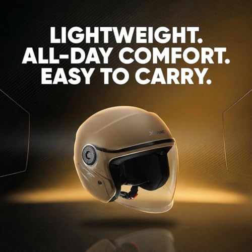 Image of Xtrac Ace ISI Certified Open Face Helmet for Men & Women | Half Face Bike Helmet with Scratch-Resistant Clear Visor | Lightweight ABS Shell | Quick Release Buckle | Dark Brown - L