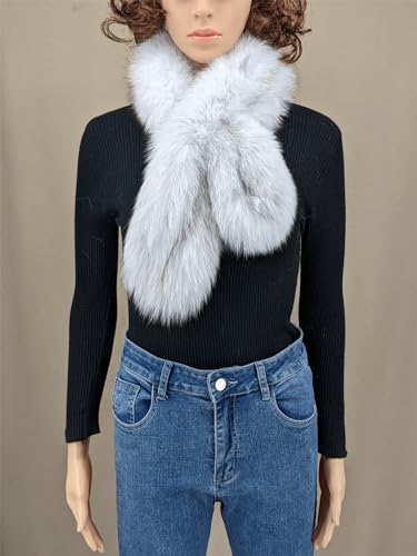 LVCOMEFF Natural Fox Fur Scarf for Women The True Color of Fox Fur Furry Wrap Warm Winter Chic3