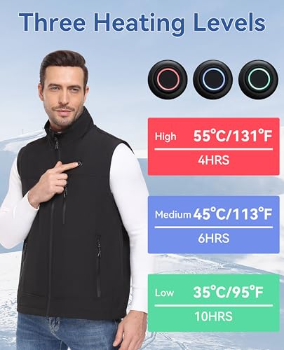 Image of Softshell Heated Vest for Men with 10000mAh Battery,Electric Heating Golf Vest,Windproof Vest for Winter Outdoor,3 Heat Levels Warm Winter for Hunting Skiing Cycling Camping(Medium)