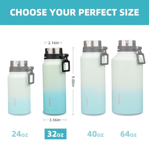 Image of BJPKPK 32oz Large Insulated Water Bottle with Handle, Stainless Steel | Leak-Proof BPA-Free Large Water Bottle, Stainless Steel Vacuum Insulated Bottle for Gym, Work, Outdoor & Everyday Use