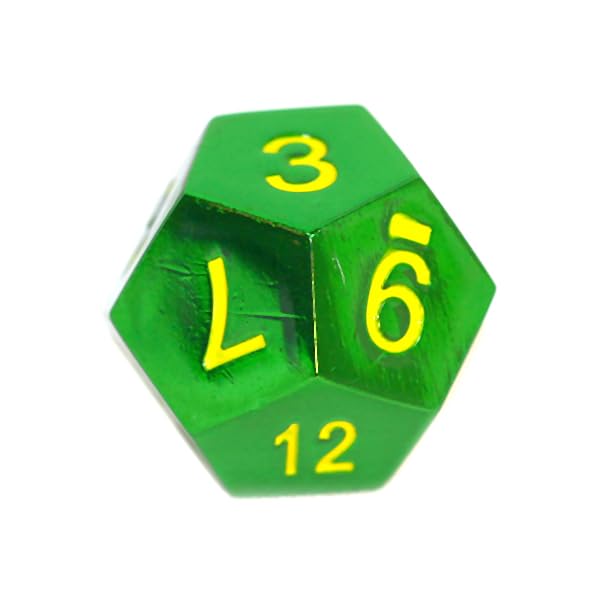 Jeu de dés REBEL RPG - Métal - Vert avec numéros Jaunes