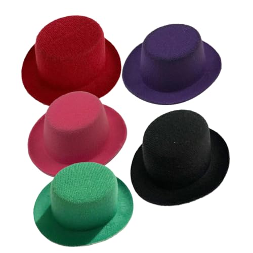 JUMPLAWN 5個 小礼帽配 ミニ素材のかわいいミニ帽子 ドール用装飾アクセサリー 手作り遊びや撮影用 小さくてファッショナブルなドールハット