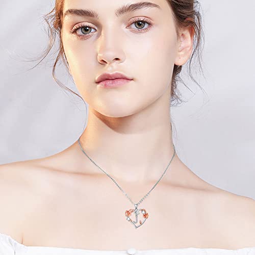 AOBOCO Rose Heart Necklaces Valentines Gifts for Women, 925 Sterling Silver Rose Love Heart Initial Letter Pendant Necklace Jewelry Mothers Day Christmas Birthday Gifts for Her Mom Wife Girlfriend2
