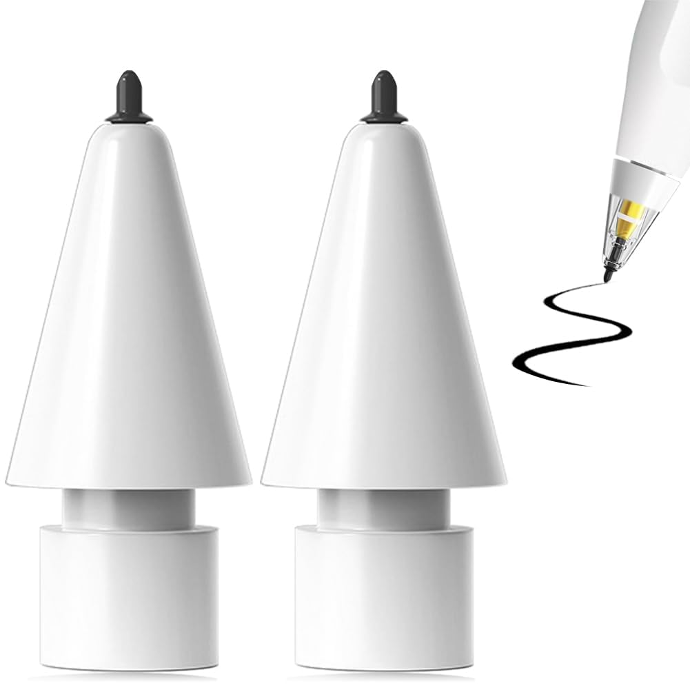NALACAL Tip Compatible with Apple Pencil Tips, 2 Pcs Replacement Tip Pen for Apple Pencil, Write Like A Real Pen, for iPencil Nib iPad Accessories, White