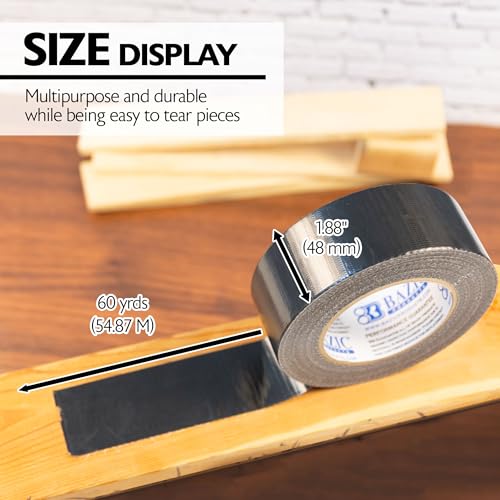 Image of BAZIC Black Duct Tape 1.88 inch X 60 Yards, Colored Duct Tapes for Sealing Packing Projects Repairs Crafts Home Improvement, Tear by Hand, 1 Unit | aggressive adhesive that tears by hand for repairs