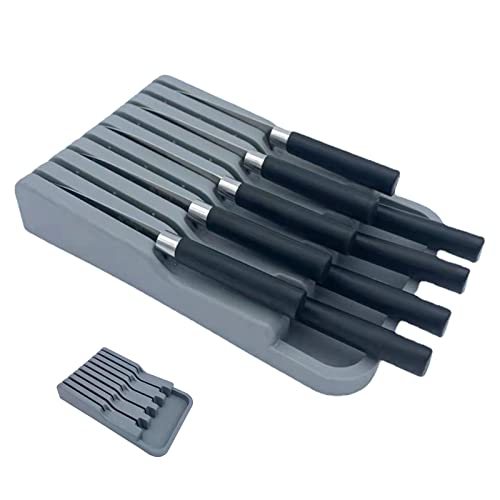 FOREVERIE Medium Kitchen Knife Drawer Organiser, 2 Tier Knife Storage Holder Holds 9 Knives (Not Included), Grey by FOREVERIE - Used condition - CA$11.82