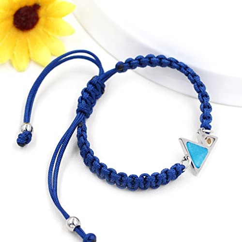 Image of Uloveido Handmade Braided Rope Bracelets with Blue Triangle Mountain Mustard Seed Charm Unisex Mountain Bracelet