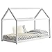 [en.casa] Cama para niños de Madera Pino 206x98x142cm Cama Infantil Forma de casa Blanco Mate