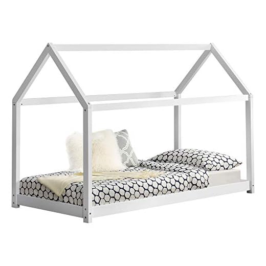 cama infantil tipo casa Cama para niños de Madera Pino 70 x 140cm Cama Infantil Forma de casa Casita Blanco