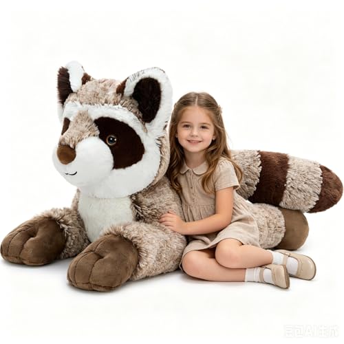 Image of BENINY 30 inch Giant Raccoon Stuffed Animal Plush - Oversized Raccoon Plushies - Fluffy Big Stuffed Racoon Toy Birthday Gifts for Kids - Sweet Companion