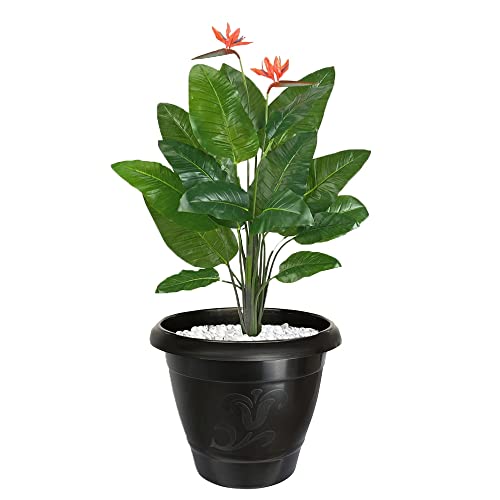 Vaso de Planta Redondo Grande Plástico Preto Jardim Flores Arqplast