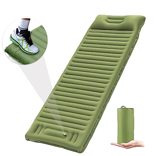 Lixada Inflatable Sleeping Pad Extra Thick 4 Inch Sleeping Pad Mat Air Mattress with Built-in Pump for Camping Backpacking Hiking Traveling Tent