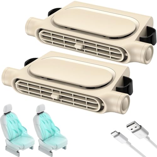 Image of 2 Pack Car Seat Fan for Backseat for Kids, Mini Portable Battery Operated Back Seat Baby Quiet Headrest Neck Cooling Fan with 3 Adjustable Wind Speeds All Cars Vehicle RV Truck