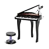 HOMCOM kinderpiano minipiano piano keyboard muziekinstrument MP3 USB incl. krukje 37/32 toetsen zwart