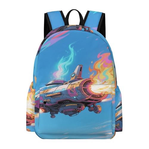 Magic Spaceship Printed Backpack Water-Resistant Pack Stylish Bag Lightweight Travel Backpack