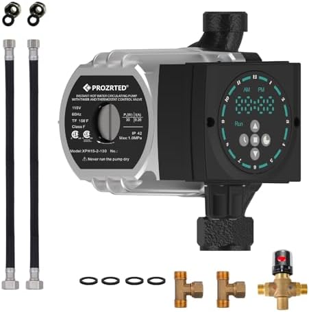 Hot Water Heater Booster Pump - Are These 5 Picks Worth Your Money? 6 PROZRTED Instant Hot Water Circulating Pump with Built-in Digital Timer and Adjustable Thermostat Control Valve (From 68°F to 118°F),10 ft Cord, 2 Supply Lines