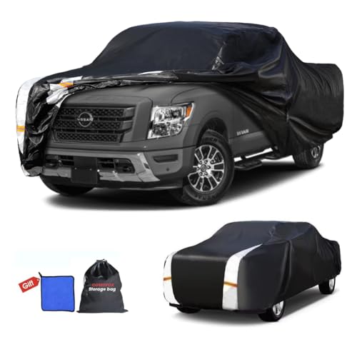 Image of Nissan Titan Truck Cover Custom Fit 2015-2026 Crew Cab SB (5.5'-5.6') with Door Zipper, 12 Layers Full Exterior Pickup Truck Cover Waterproof All Weather,for Wind Dust Sun and UV Protection.