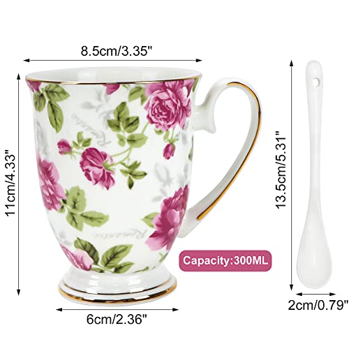 Caneca de porcelana óssea, conjunto de 6, xícara de café da manhã clássica de porcelana de osso, xíc