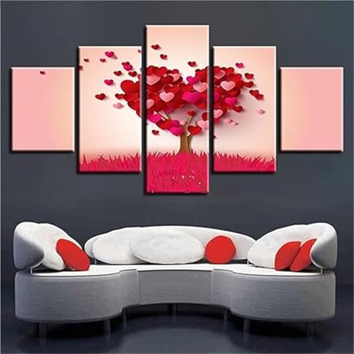 Kit complet de broderie diamant 5D rouge amour 5 pièces grand format 150x75cm N-110