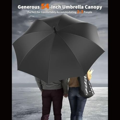 Image of Golf 54 Inch Umbrella for Men Big Size with Fiberglass Shaft, One-Click Auto Open Big Umbrella for Rainy Days & UV Protection - Ideal for 2-3 People