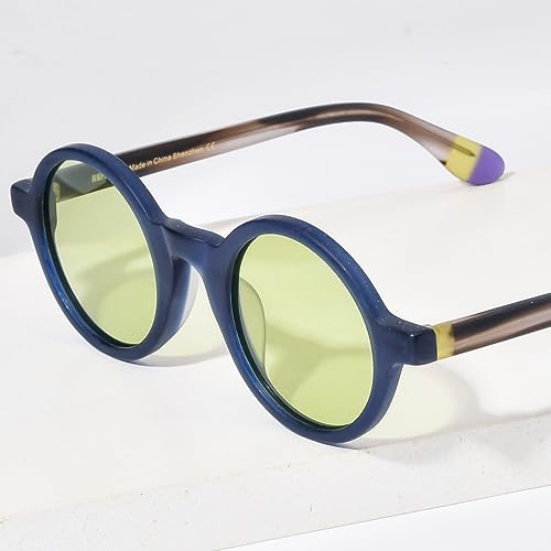 Image of HEPIDEM Matte Acetate Vintage Retro Round Polarized Sunglasses for Women 9270T