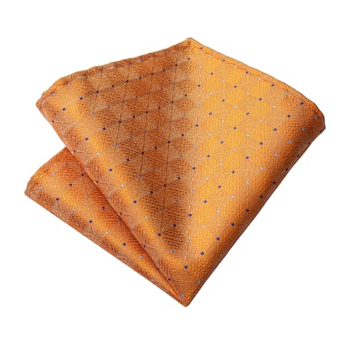 Image of DiBanGu Mens Silk Plaid Tie and Pocket Square Set | Elegant Silk Formal Tie Set, Woven Check Necktie and Cufflinks Tie Clip Set, Perfect for Wedding Party, Comes in Gift Box