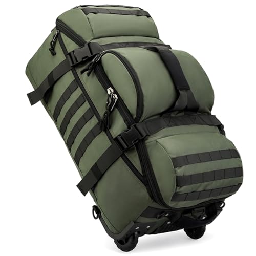 Boniffyy Sac De Voyage à roulettes 80L Grande Sac à Dos Sport Duffle Bag Imperméable Oxford Sport Bagage avec Compartiment Bretelles Pliable Extensible...