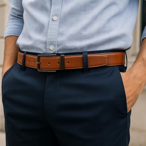 Image of DOOPAI Reversible Leather Belt for Men 1.25 inch - Dual Sided Dress and Casual Belt, Trim to Fit, 2 Styles in One Belt