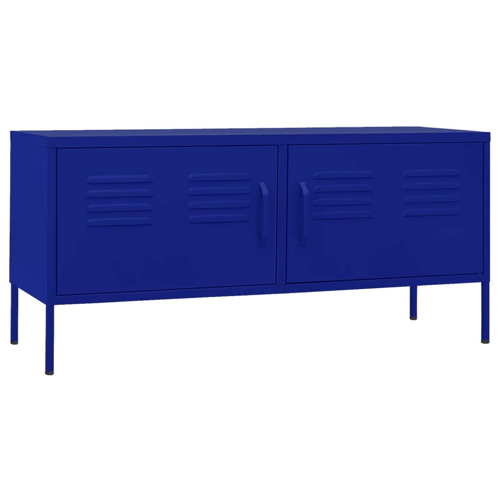 vidaXL TV Cabinet Home Living Room Bedroom Furniture Modern TV Stands Unit Stereo Hifi Cabinet Media Unit Entertainment Centre Navy Blue Steel